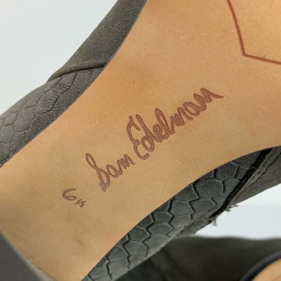 Sam Edelman Women’s Gray Leather Crocodile effect Reyes heeled ankle boots 6.5 - Picture 12 of 15